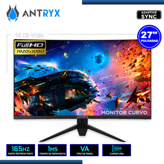 MONITOR LED 27" ANTRYX XTREME VISION CV270FGX 1920x1080 HDMI DP 1MS/165Hz/ADAPTIVE SYNC (PN:AXV-CV270FGX)