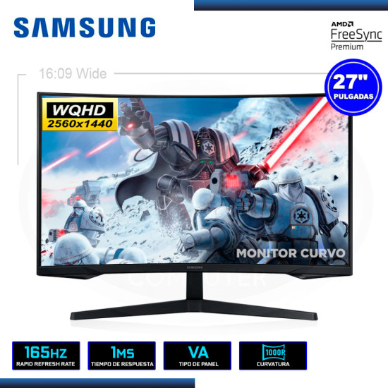 MONITOR LED 27" SAMSUNG LS27AG550ELXPE CURVO 2560x1440 HDMI DP 1MS/165Hz/FREESYNC PREMIUM