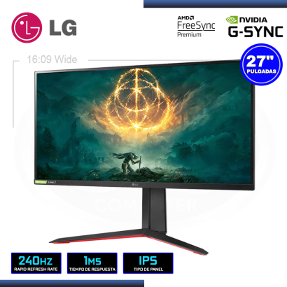 MONITOR LED 27" LG 27GP750-B IPS ULTRA GEAR 1920x1080 DP HDMI 1MS/240Hz /FREESYNC PREMIUM/COMPATIBLE NVIDIA G-SYNC