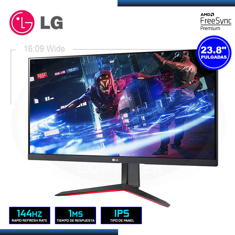 MONITOR LED 23.8" LG 24GN65R-B ULTRAGEAR IPS 1920x1080 HDMI DP 1MS ...