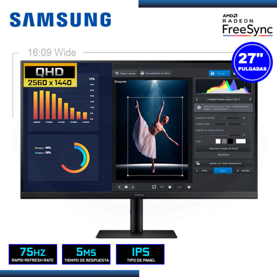 MONITOR LED 27" SAMSUNG LS27B610EQNXZA 2560x1440 HDMI DP 5MS/75Hz/FREESYNC