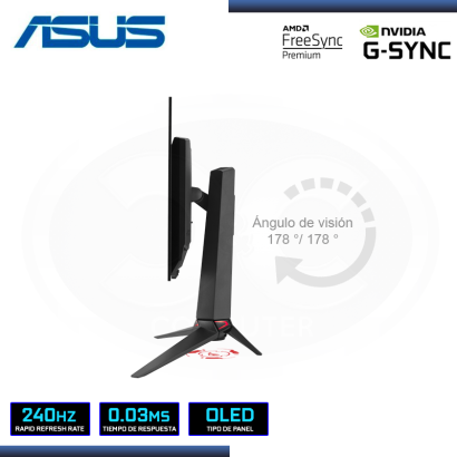 MONITOR OLED 26.5" ASUS ROG SWIFT PG27AQDM 2560x1440 HDMI DP 0.03MS/240Hz/FREESYNC PREMIUM/COMPATIBLE NVIDIA G-SYNC