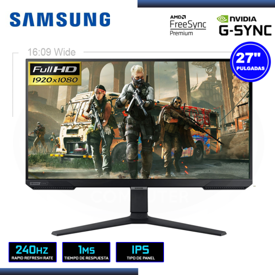 MONITOR LED 27" SAMSUNG LS27BG402ENXGO ODYSSEY G4 1920x1080 HDMI DP 1MS/240Hz/FREESYNC PREMIUM/COMPATIBLE NVIDIA G-SYNC