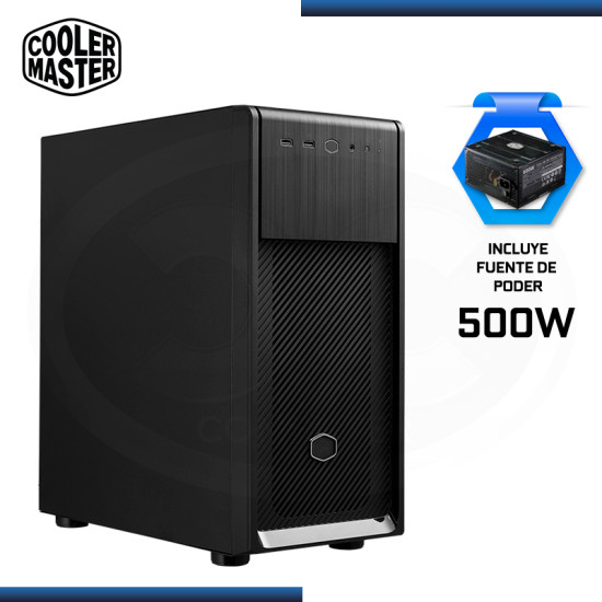 CASE COOLER MASTER ELITE 500 STEEL BLACK CON FUENTE ELITE NEX N500W USB 3.2 (PN:E500-KN5N50-S01)