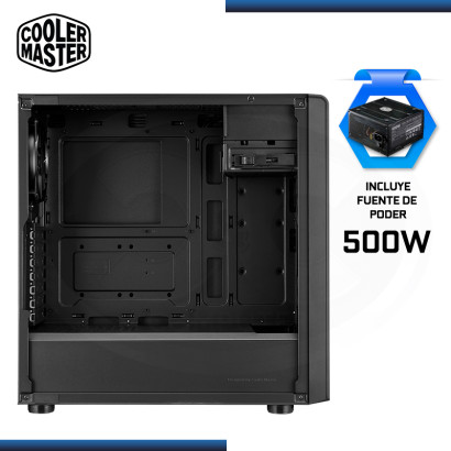 CASE COOLER MASTER ELITE 500 STEEL BLACK CON FUENTE ELITE NEX N500W USB 3.2 (PN:E500-KN5N50-S01)