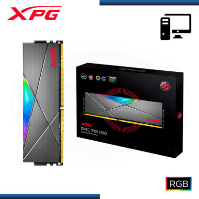MEMORIA 8GB DDR4 XPG SPECTRIX D50 RGB GREY BUS 3200MHz (PN:AX4U32008G16A-ST50)