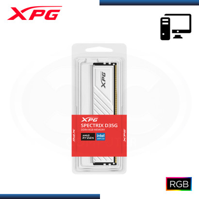 MEMORIA 8GB DDR4 XPG SPECTRIX D35G WHITE RGB BUS 3200MHz CON DISIPADOR (PN:AX4U32008G16A-SWHD35G)