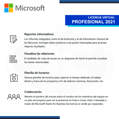 MICROSOFT PROJECT PROFESIONAL 2021 LICENCIA VIRTUAL (ESD) 1 PC (PN:H30-05939)
