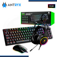 KIT ANTRYX GC3100 X3 BLACK RGB TECLADO SWITCH BLUE + AUDIFONO + TECLADO + MOUSE (PN:AGC-3100X3KBL-SP)