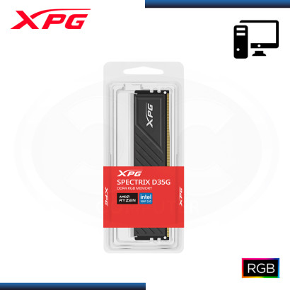 MEMORIA 8GB DDR4 XPG SPECTRIX D35G BLACK RGB BUS 3200MHz CON DISIPADOR (PN:AX4U32008G16A-SBKD35G)
