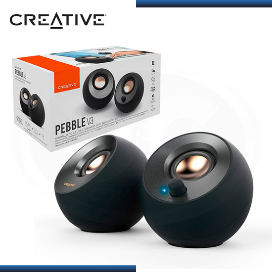 PARLANTES CREATIVE PEBBLE V3 BLACK ALTAVOZ DE ESCRITORIO 2.0 CONECTIVIDAD USB-C BLUETOOTH 5.0 (PN:51MF1700AA000)