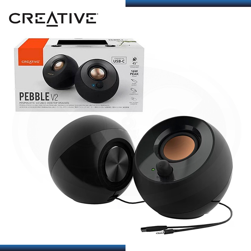 PARLANTES CREATIVE PEBBLE V2 BLACK ALTAVOZ DE ESCRITORIO 2.0 CONECTIVIDAD USB-C (PN:51MF1695AA000)