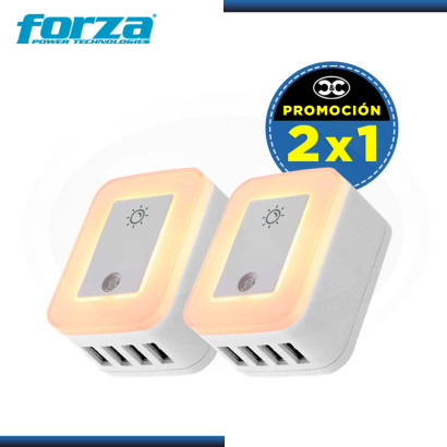 PROMO C&C "2x1" :  FORZA FWT-4012USB TOMA CORRIENTE DE PARED 4 PUERTOS USB CON LUZ NOCTURNA (REF:0-129029)