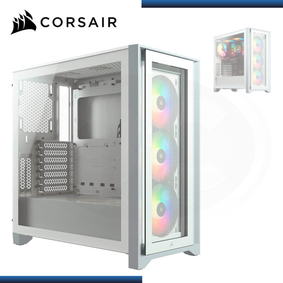 CASE CORSAIR ICUE 4000X RGB WHITE SIN FUENTE VIDRIO TEMPLADO USB 3.1/USB 3.0 (PN:CC-9011205-WW)