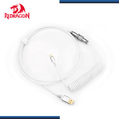 CABLE REDRAGON COILED PARA TECLADO A115W WHITE USB TIPO C A USB TIPO A (PN:6950376712066)