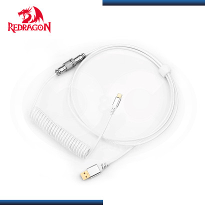 CABLE REDRAGON COILED PARA TECLADO A115W WHITE USB TIPO C A USB TIPO A (PN:6950376712066)