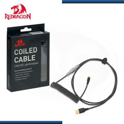 CABLE REDRAGON COILED PARA TECLADO A115B BLACK USB TIPO C A USB TIPO A (PN:6950376712073)