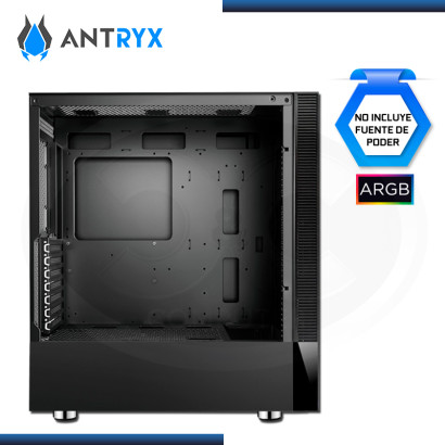 CASE ANTRYX RX 460 BLACK ARGB CON CINTA LED SIN FUENTE VIDRIO TEMPLADO USB 3.0/USB 2.0 (PN:AC-RX460KR1)