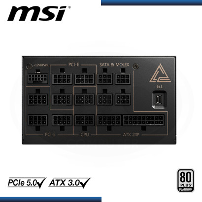 FUENTE MSI MEG Ai1300P 1300W 80 PLUS PLATINUM FULL MODULAR (PN:306-7ZP4A12-CE0)