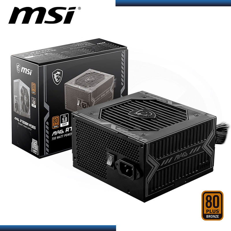 FUENTE MSI MAG A750BN BLACK 750W 80 PLUS BRONZE (PN:306-7ZP2B23-CEO)