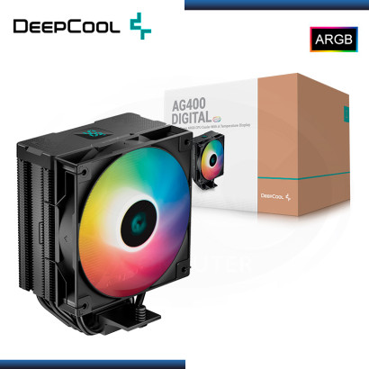 DEEPCOOL AG400 DIGITAL BLACK ARGB REFRIGERACION AIRE AMD/INTEL (PN:R-AG400-BKADMN-G-1)