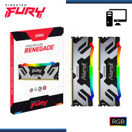 MEMORIA 48GB (24GBx2) DDR5 KINGSTON FURY RENEGADE RGB BUS 6400 MHz (PN:KF564C32RSAK2-48)