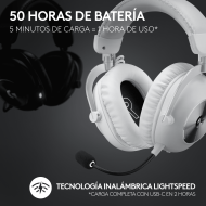 AUDIFONO LOGITECH G PRO X 2 WHITE LIGHTSPEED WIRELESS CON MICROFONO (PN:981-001268)