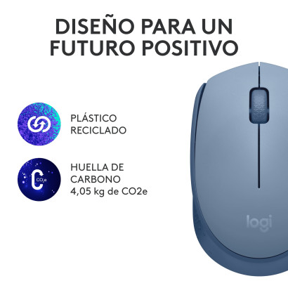 MOUSE M170 LOGITECH BLUE GRAY WIRELESS USB (PN:910-006863)