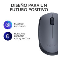 MOUSE LOGITECH M170 BLACK WIRELESS USB (PN:910-004940)