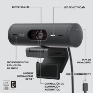 WEBCAM LOGITECH BRIO 500 GRAFITO FULL HD 1080P USB-C (PN:960-001412)