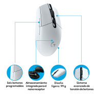 MOUSE LOGITECH G G305 LIGHTSPEED WIRELESS WHITE USB (PN:910-005289)