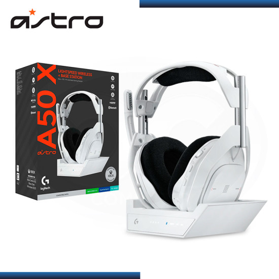 AUDIFONO ASTRO A50 X WHITE LIGHTSPEED CON MICROFONO WIRELESS BT COMPATIBLE PS5 PC XBOX + ESTACION BASE (PN:939-002132)