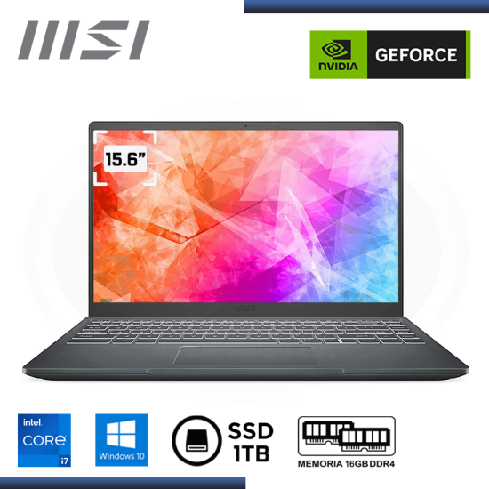 LAPTOP MSI MODERN 15 A11SB NVIDIA MX450 2GB GDDR5/CI7-1165G7/15.6"/16GB/SSD 1TB/W10 CARBON GRAY (PN:9S7-155226-073)