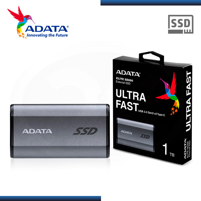 SSD 1TB EXTERNO ADATA ELITE SE880 USB-C GEN2x2 (PN:AELI-SE880-1TCGY)