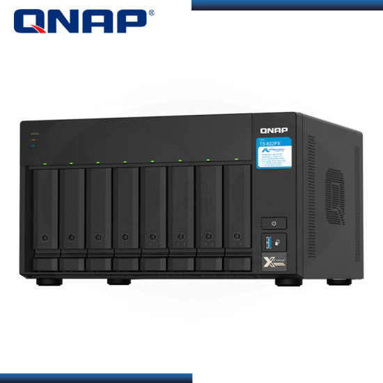 ALMACENAMIENTO NAS QNAP TS-832PX ARM CORTEX-A57 8 BAHÍAS/MEMORIA 4GB RAM (EXPANDIBLE HASTA 16GB) 2 PUERTOS SFP+ 10GbE