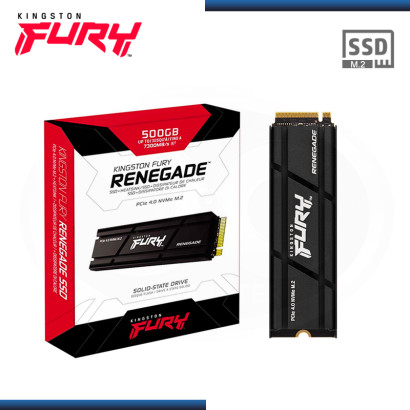 SSD 500GB KINGSTON FURY RENEGADE NVMe M.2 2280 Pcie 4.0 CON DISIPADOR (PN:SFYRSK/500G)
