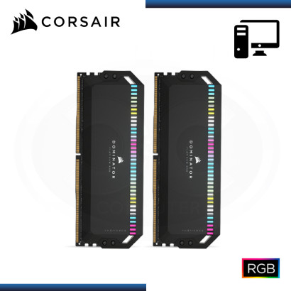 MEMORIA 32GB (16GBx2) DDR5 CORSAIR DOMINATOR PLATINUM RGB BUS 6200MHz XMP BLACK (PN:CMT32GX5M2X6200C36)
