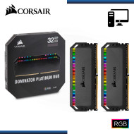 MEMORIA 32GB (16GBx2) DDR4 CORSAIR DOMINATOR PLATINUM RGB BUS 3466MHz BLACK (PN:CMT32GX4M2C3466C16)