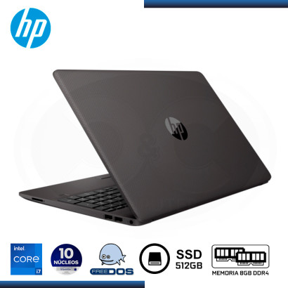 LAPTOP HP 250 G9 INTEL CI7-1255U 4.70GHZ/15.6"/8GB DDR4/SSD 512GB M.2/SIN SISTEMA OPERATIVO (PN:7C6J6LA ABM)