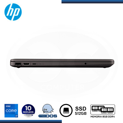 LAPTOP HP 250 G9 INTEL CI7-1255U 4.70GHZ/15.6"/8GB DDR4/SSD 512GB M.2/SIN SISTEMA OPERATIVO (PN:7C6J6LA ABM)