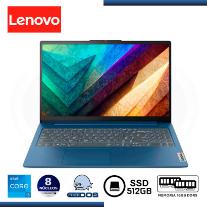LAPTOP LENOVO IDEAPAD SLIM 3 15IAH8 CI5-12450H/15.6"/16GB DDR5/SSD 512GB M.2/SIN SISTEMA OPERATIVO (PN:83ER001DLM)