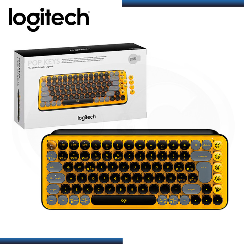 TECLADO LOGITECH POP KEYS BLACK YELLOW MULTI-DEVICE MECANICO WIRELESS (PN:920-010713)