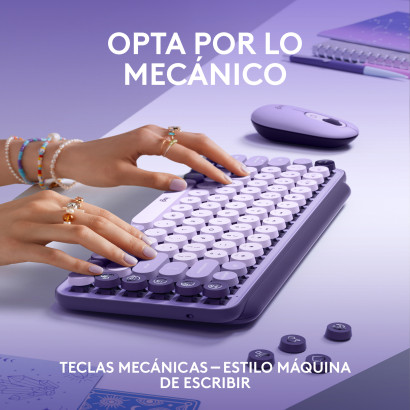 TECLADO LOGITECH POP KEYS COSMOS LAVENDER LILAC MULTI-DEVICE MECANICO WIRELESS (PN:920-011519)