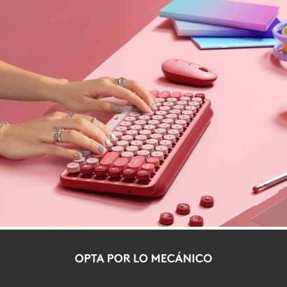 TECLADO LOGITECH POP KEYS CORAL ROSE MULTI-DEVICE MECANICO WIRELESS (PN:920-010715)