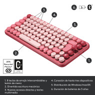 TECLADO LOGITECH POP KEYS CORAL ROSE MULTI-DEVICE MECANICO WIRELESS (PN:920-010715)