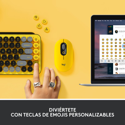 TECLADO LOGITECH POP KEYS BLACK YELLOW MULTI-DEVICE MECANICO WIRELESS (PN:920-010713)