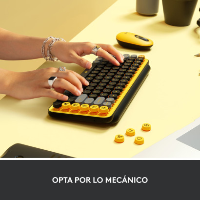 TECLADO LOGITECH POP KEYS BLACK YELLOW MULTI-DEVICE MECANICO WIRELESS (PN:920-010713)