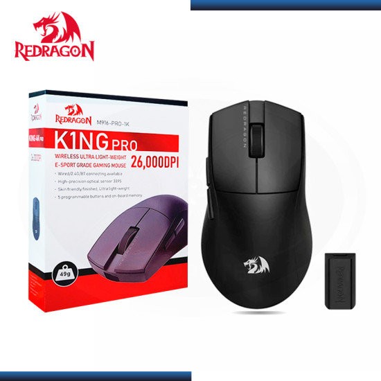 MOUSE REDRAGON M916 K1NG PRO 1K BLACK 5 BOTONES 26,000 DPI USB-C/BLUETOOTH/WIRELESS