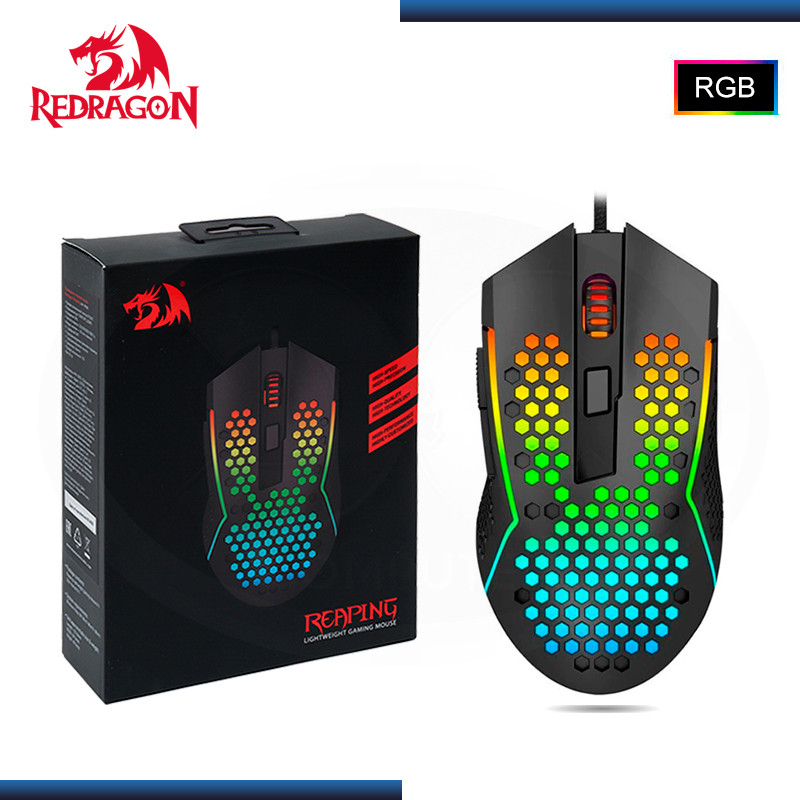 MOUSE REDRAGON REAPING M987-K BLACK RGB 12,400 DPI USB