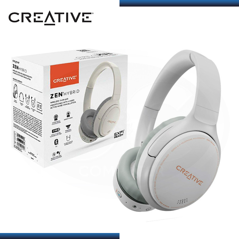 AUDIFONO CREATIVE ZEN HYBRID WHITE WIRELESS CANCELACIÓN DE RUIDO CON MICROFONO (PN:51EF1010AA000)